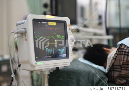 Monitor heart in patient room in hospital, the bac 38718751
