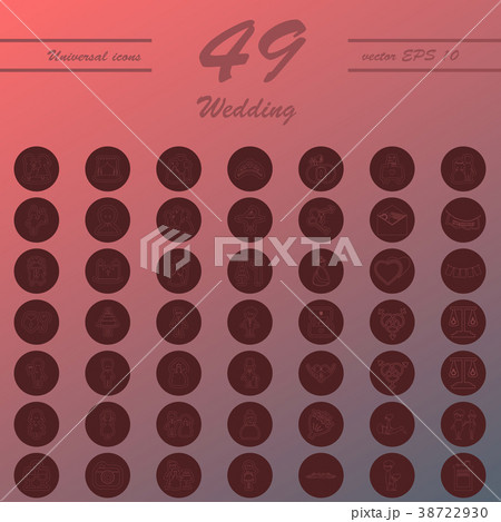 Set of wedding icons in modern thin line style 38722930