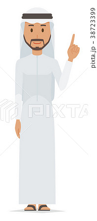 民族衣装を着たアラブの男性が指差ししている 民族衣装を着たアラブの男性が指差ししている 38723399