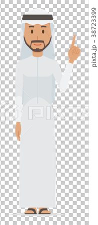 民族衣装を着たアラブの男性が指差ししている 民族衣装を着たアラブの男性が指差ししている 38723399