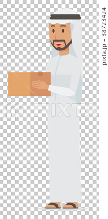 Arab men in national costumes hold a box 38723424