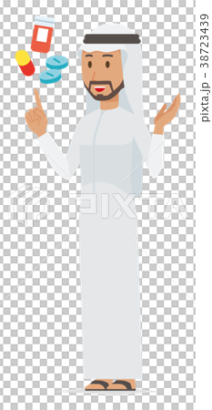 Arab men in national costumes explain medicine Arab men in national costumes explain medicine 38723439