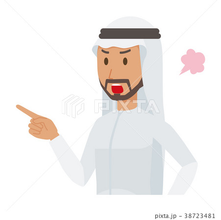 民族衣装を着たアラブの男性が怒って指を指している 38723481