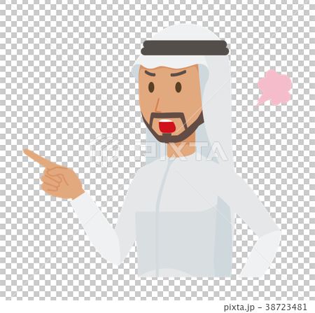 民族衣装を着たアラブの男性が怒って指を指している 38723481