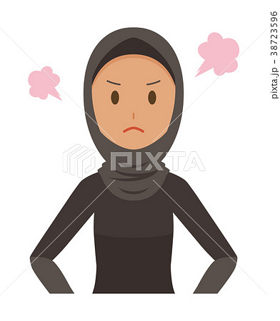民族衣装を着たアラブの女性が怒っているのイラスト素材