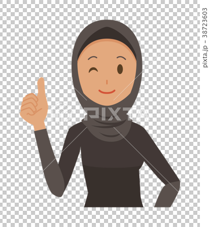 民族衣装を着たアラブの女性がグッドサインをしている 38723603