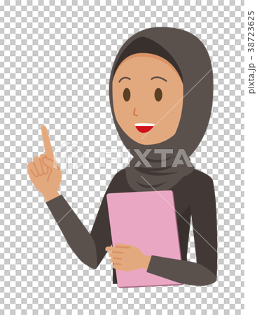 Arab woman wearing a folk costume is pointing with a file 38723625