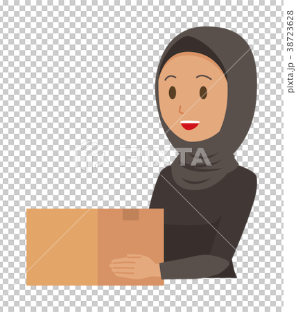 Arab woman in national dress holds a box 38723628