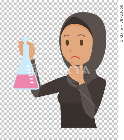 Arab women in national costumes have Erlenmeyer flasks 38723659