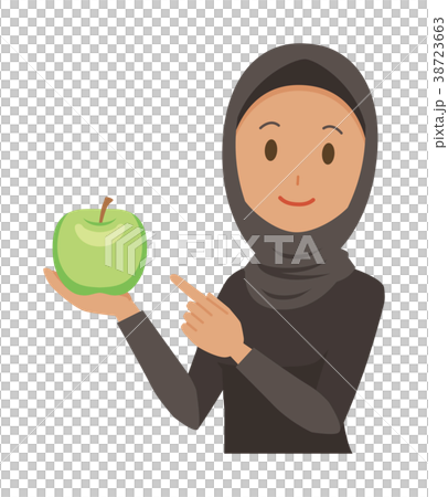 Arab woman in national dress has green apple 38723663