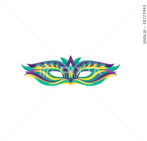 Vibrant Venetian mask in flat style. Celebration 38723943