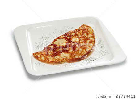 Layout for menu. Omelet with ham and bell pepper Layout for menu. Omelet with ham and bell pepper 38724411