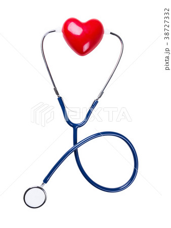 Doctor stethoscope and model of heart on white  38727332