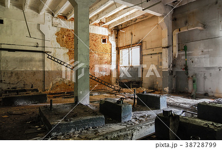 interior of an abandoned factory room 38728799