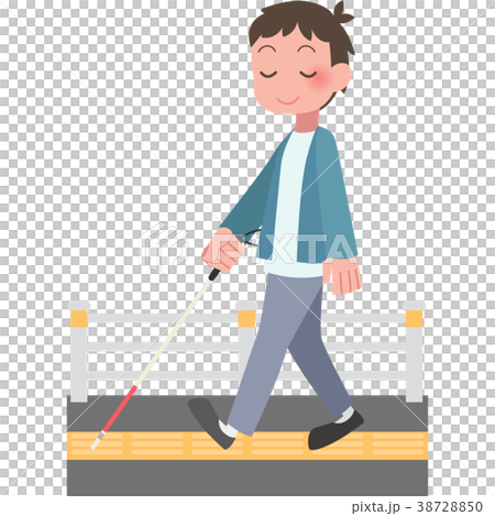 白杖をついて歩く男性 38728850