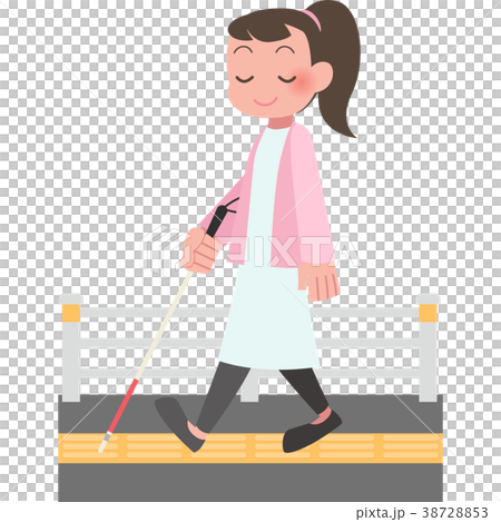 白杖をついて歩く女性 白杖をついて歩く女性 38728853