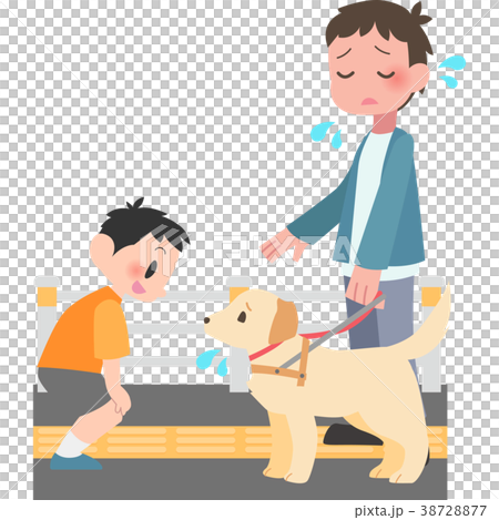 盲導犬に話しかけられて困る男性 38728877