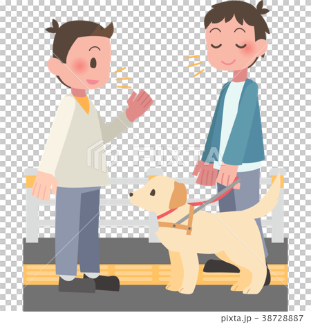 視覚障害者に話しかける男性 38728887