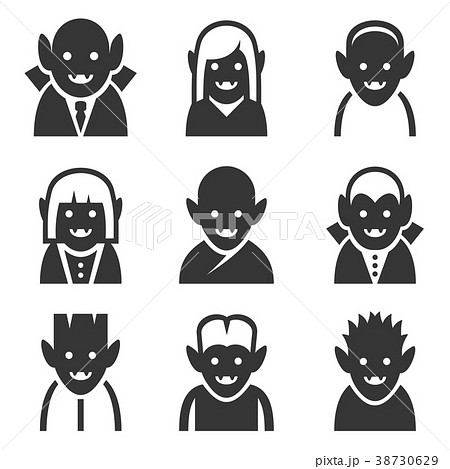 Vampire Icons Set on White Background. Vector Vampire Icons Set on White Background. Vector 38730629