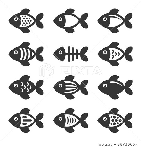Fish Icons Set on White Background. Vector Fish Icons Set on White Background. Vector 38730667