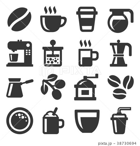 Coffee Icons Set on White Background. Vector 38730694