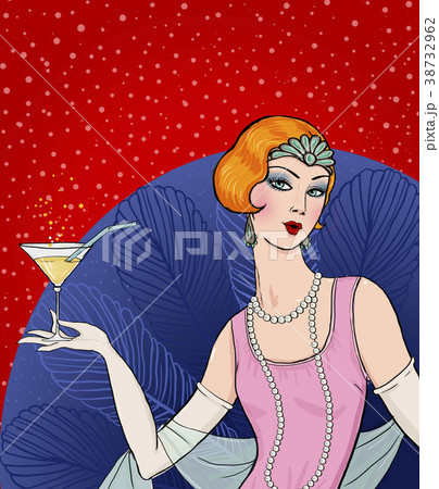Flapper girl: Retro party invitation design. Flapper girl: Retro party invitation design. 38732962