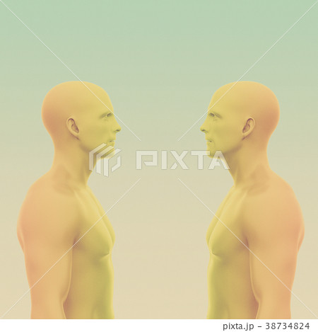 Two men face each minimalist art 38734824