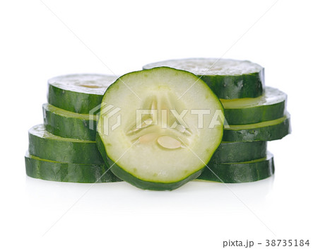 Sliced cucumber isolated on white background. 38735184