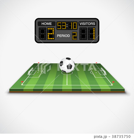 Soccer Field, Ball and Scoreboard Soccer Field, Ball and Scoreboard 38735750