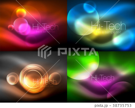 Set of blurred neon glowing circles, hi-tech 38735753