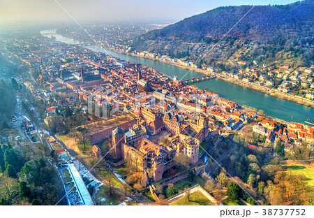 Aerial panorama of Heidelberg with the castle and Aerial panorama of Heidelberg with the castle and 38737752