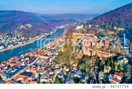 Aerial panorama of Heidelberg with the castle and 38737754