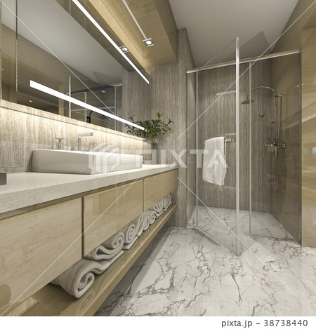 modern luxury wood  bathroom in suite hotel 38738440
