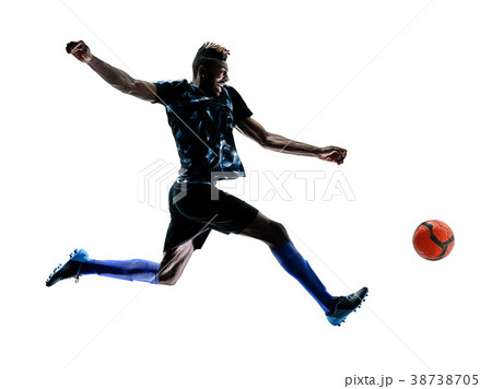 one african soccer player man isolated white 38738705