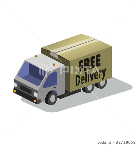 Delivery truck with a box. 3D Flat Vector 38739658