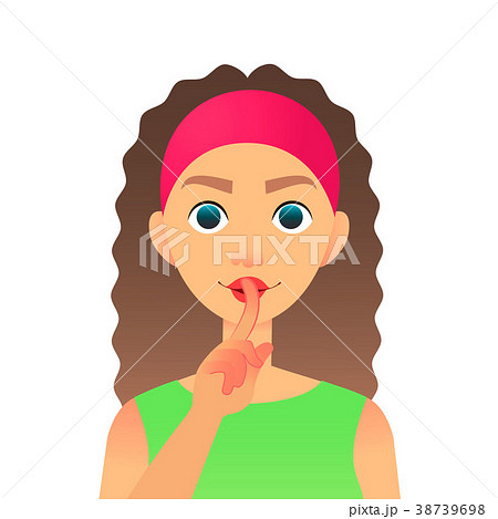Cartoon beautiful woman saying hush be quiet with 38739698