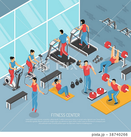 Fitness Center Interior Isometric Poster  Fitness Center Interior Isometric Poster  38740266