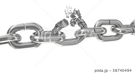 Broken chain on white 3D render 38740494