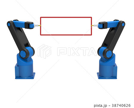 Two robots holding blank board 38740626