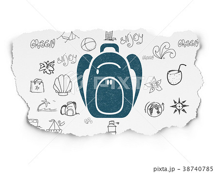 Travel concept: Backpack on Torn Paper background 38740785