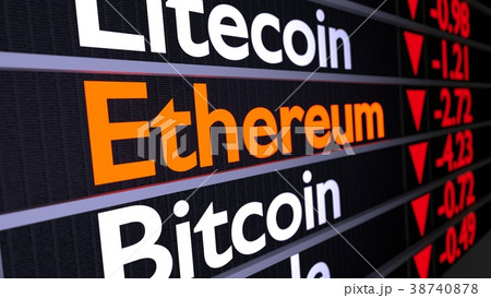 Stock wall with cryptocurrencies orange Ethereum 38740878