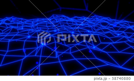 Glowing wireframe network single nodes network 38740880