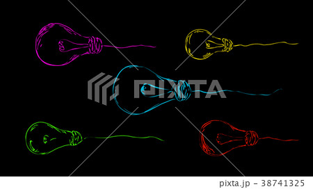 colored, painted light bulbs on a dark background 38741325