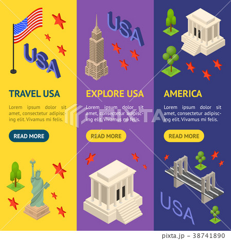 Symbol of USA Banner Vecrtical Set Concept Travel Symbol of USA Banner Vecrtical Set Concept Travel 38741890