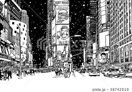 Times Square Under Snowのイラスト素材