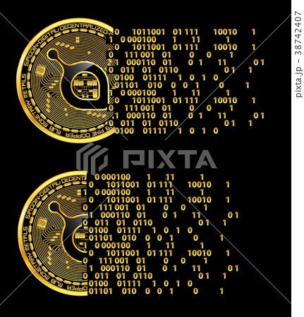 Set Of Crypto Currency Siacoin Golden Symbolsのイラスト素材