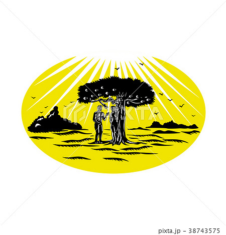 Adam and Eve Serpent Tree Woodcut 38743575