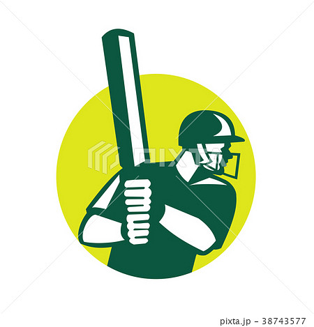 Cricket Batsman Batting Icon Retro 38743577