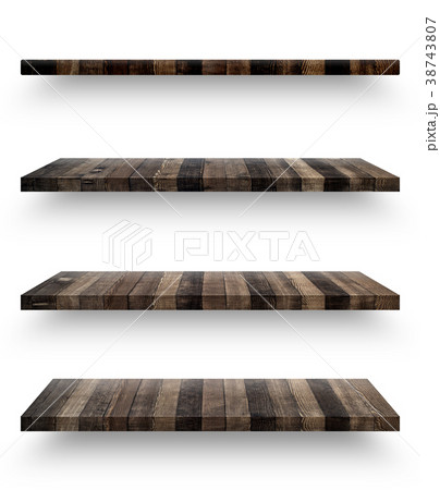 Wooden shelf template set isolated Wooden shelf template set isolated 38743807