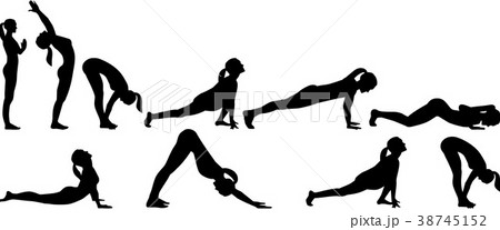 Yoga sun salutation - all positions in two rows 38745152